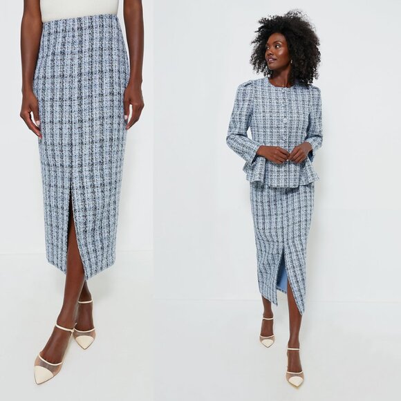 Tuckernuck NEW Blue Dorset Tweed Cynthia Skirt and Mae Top Matching Set Size XS - Picture 3 of 12
